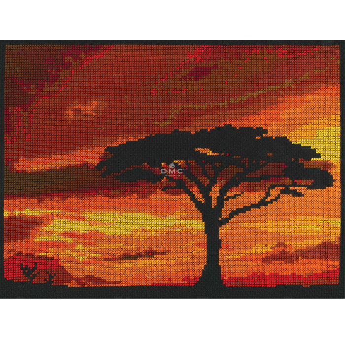 COUCHER DE SOLEIL SUR LA SAVANE
